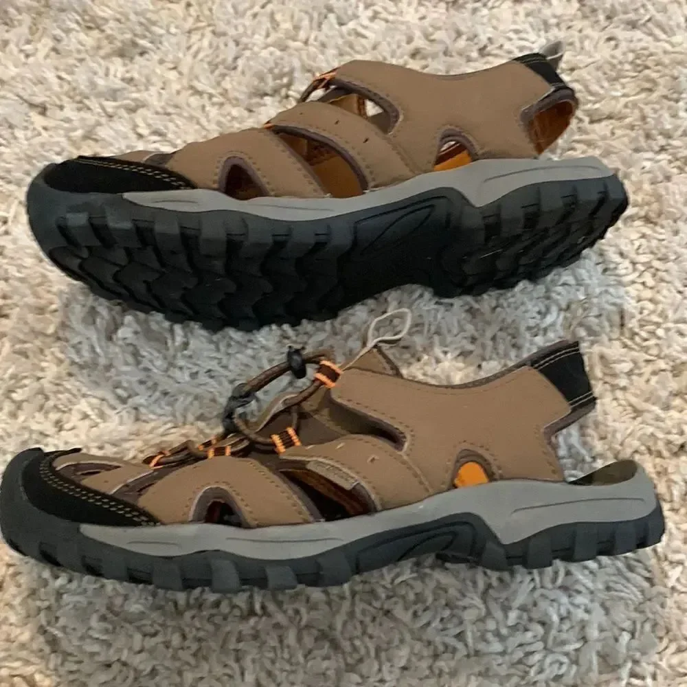 North side EUC brown/orange open back hiking shoes Size 5